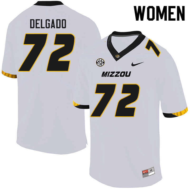 Women #72 Xavier Delgado Missouri Tigers College Football Jerseys Sale-White